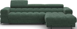 Divano angolare verde allungabile/con contenitore (con penisola a destra/con chaise lounge) con rivestimento in bouclé Felro – ELTAP