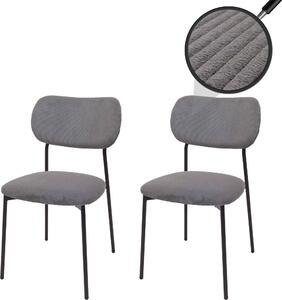 Set di 2 sedie per sala da pranzo HWC-O26, sedia da cucina imbottita, corda (330g/m²) tessuto/tessuto metallo ~ grigio scuro