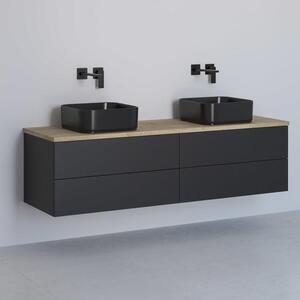 Console per lavabo Kronenbach, modello a cubo, 161 cm, con 2 lavabi integrati e 4 cassetti