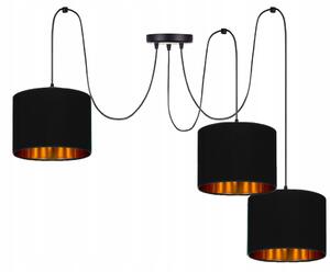 Lampada da soffitto nera lampada lampada velour vintage moderna E27 lampada di design a 3 luci N230-P3-S