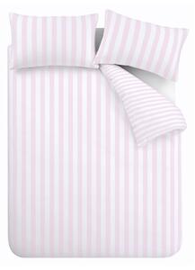 Set copripiumino e federa bianco e rosa per letto matrimoniale 200x200 cm Stripe Tease – Sassy B