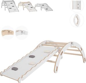 Arco di arrampicata MAMOI® con scivolo, triangolo di arrampicata, arrampicata per bambini, altalena arcobaleno in legno, arco in legno per bambini, tavola di scivolo per parco giochi, struttura di arrampicata per interni a partire da 1/2/3 anni