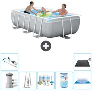 Piscina Intex con struttura a prisma rettangolare - 300 x 175 x 80 cm - grigio - inclusa pompa - pacchetto manutenzione scala - filtro - telo di fondo - aspirapolvere - tappeto solare