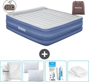 Materasso gonfiabile Bestway - 2 persone - 193 x 203 x 56 cm - Grigio/Blu - Accessori inclusi