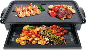 SOGO SS-10340 Teglia elettrica o per raclette rivestita in pietra. Ampia superficie di cottura 26 x 46 cm. Si riscalda rapidamente. Vassoio rimovibile. Per tutti i tipi di piatti alla griglia