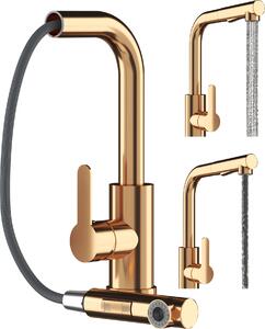 Granitan | EBRO - Rubinetto da cucina - Bocca estraibile - Orientabile a 360° - Oro - Acciaio inossidabile - Carica in Vetroceramica