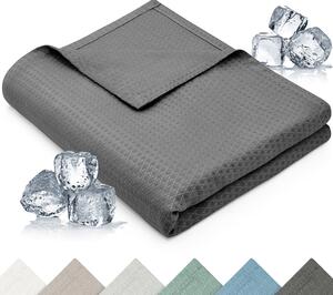 Blumtal coperta rinfrescante 150x200 cm - Coperta estiva in bambù per divano e letto, traspirante e rinfrescante - grigio scuro, ideale come coperta da viaggio - grigio scuro