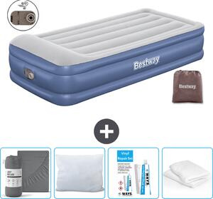 Materasso gonfiabile Bestway - 1 persona - 97 x 191 x 46 cm - Grigio/Blu - Accessori inclusi