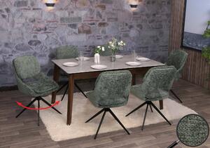 Set di 6 sedie da pranzo HWC-N73, sedia da cucina, girevole a ritorno automatico, tessuto/ceniglia (490g/m²) Oeko-Tex ~ verde