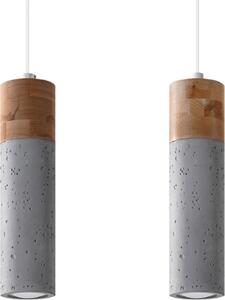 Lampada a sospensione KASPRO marrone-grigio 2xGU10x40W in cemento architettonico, dimensioni: 120x30x6 cm, IP20, Pure Lume