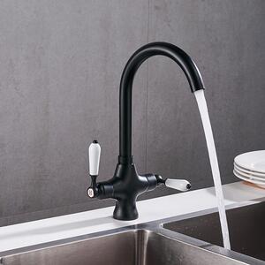 Rubinetto da cucina retrò in ottone nero METIS LAUFERI
