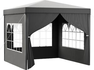Gazebo Toboli 3 x 3 m in grigio con protezione UV 50+, gazebo da giardino con lati rimovibili, gazebo per feste con finestre, ad esempio per terrazze e festival