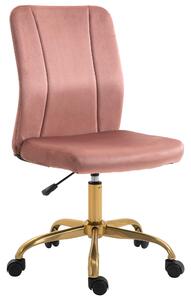 Vinsetto Sedia da ufficio design contemporaneo poltrona girevole 360° ergonomica schienale curvo altezza regolabile rivestimento velluto 56 x 60 x 102 cm rosa e dorato