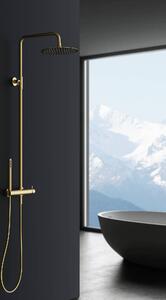 Set doccia Marwell rubinetto doccia Classico oro 88-118x20 cm - Asta doccia regolabile - Doccia a pioggia - Doccetta con flessibile