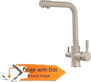 Rubinetto da cucina, doppia maniglia, acqua calda e fredda, beige con puntini