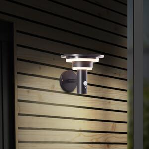 BRILLANTE applique solare nera per esterni GARVINA | incl. rilevatore di movimento | 3W 430 lm 3000 K | acciaio inox