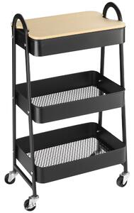 HOMCOM Carrello portaoggetti in acciaio con ruote e 3 ripiani, piano MDF, maniglie dim. 45L x 31P x 79,4A cm