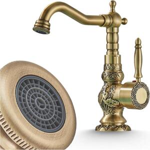 Rubinetto per lavabo, rubinetto da bagno in stile antico, ottone, alta pressione, con regolazione della portata e della temperatura dell'acqua