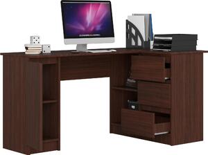 Scrivania Angolare B20 CLP Destra Wenge - Mobile da Ufficio Elegante e Funzionale con 3 Cassetti e 4 Ripiani