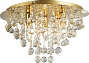 Lampada da soffitto London Crystal dorata 5xE14x40W in metallo, dimensioni: 26,5x46x46 cm, IP20, Reality