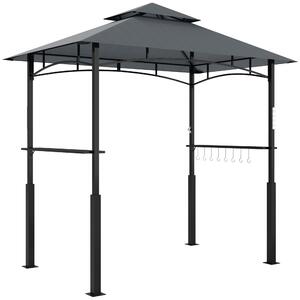 Outsunny Gazeboda per barbecue a due livelli copertura per giardino con luce LED 240 x 150 x 250 cm grigio scuro