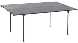 Outsunny Padiglione da garage e giardino con pali, Pergola rigida in alluminio e policarbonato, 500 x 299 x 195/223 cm, grigio | Aosom Italy