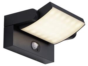 Lampada da parete per esterni nera con LED IP54 con sensore di movimento solare - Judge