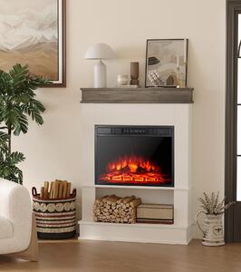 Camino elettrico a pavimento - Dimensioni: 58 cm - Potenza: 1800 Watt - Metallo nero - Camino decorativo