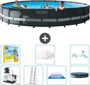 Piscina Intex Round Ultra XTR Frame - 610 x 122 cm - inclusa pompa - scaletta - telo di fondo - confezione di manutenzione della copertura - sfere filtranti - kit di pulizia