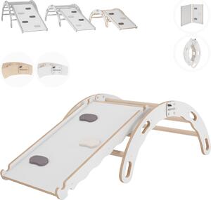 Arco di arrampicata con scivolo, Triangolo di arrampicata, Arrampicata per bambini, Altalena arcobaleno in legno, Arco di legno per bambini, Tavola di scivolo per parco giochi, Telaio di arrampicata