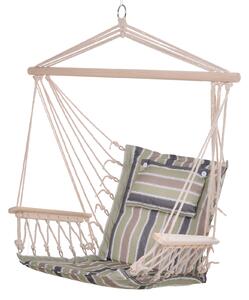 Outsunny Sedia Sospesa amaca da Viaggio Traspirante Portatile dim. 100L x 49l x 106H cm Cotone macramè Poliestere Multicolore a righe