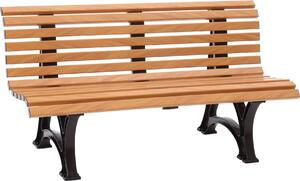 Panchina da giardino Blome Helgoland a 3 posti, in plastica di facile manutenzione, con 13 profili multicamera, 2 piedi e schienale, aspetto legno