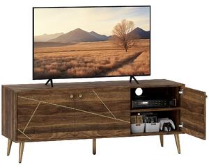 HOMCOM Mobile TV mobile in legno per televisore fino a 60 pollici con armadi ripiani piedi in acciaio 130 x 40 x 52 cm marrone