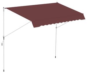 Outsunny Tendalino Manuale retrattile Auvent Telescopico senza Foratura 3L x 1,5l m Inclinazione e Altezza regolabile Installazione Veloce metallo alluminio Poliestere Anti-UV Bordeaux