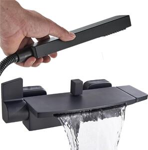 Miscelatore per lavabo a parete Ari Waterfall in Vetroceramica ottone nero