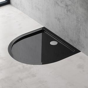 Doporro Piatto Doccia con Piletta 100x100x4cm, Piatto Doccia Faro4 in Acrilico incl. Piletta di Scarico (AL02), Forma: Semicircolare, Nero