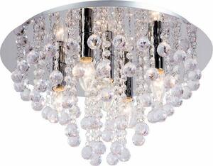 Lampada da soffitto London Crystal cromata 5xE14x40W in metallo, dimensioni: 26,5x46x46 cm, IP20 Reality