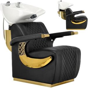 Poltrona lavatesta Connor per salone, con vasca in Vetroceramica mobile, rubinetteria e doccetta