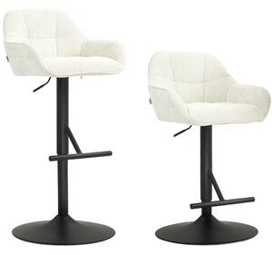 HOMCOM Set di 2 sgabelli da bar sedie da bar altezza regolabile tessuto effetto lino e base in acciaio 52,5 x 53 x 86,5-108 cm crema