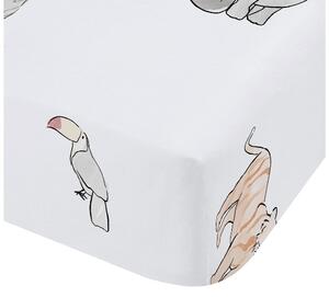 Lenzuolo con angoli per bambini bianco in cotone per letto singolo 90x190 cm Zoo Animals – Bianca