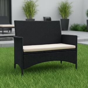 Mucola panca da giardino panca in rattan panca in polyrattan cuscino nero seduta beige rivestimento panca panca da parco mobili da giardino giardino cuscini in poly rattan