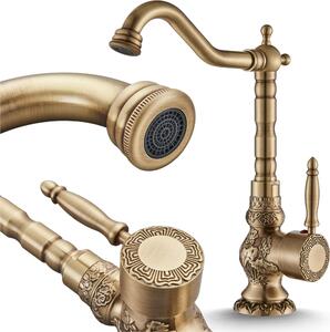 Rubinetto per lavabo, rubinetto da bagno in stile antico, ottone, alta pressione, con regolazione della portata e della temperatura dell'acqua
