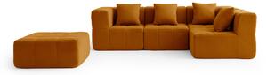 MILYSOFA SOFABULOUS: divano ad angolo modulare a 4 posti con chaise longue, raffinato tessuto a riccioli, color cannella