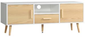 HOMCOM Mobile TV banco TV supporto TV per televisione fino a 46 pollici stile nordico con 1 cassetto, 2 armadietti, 1 nicchia, 1 passacavi - 120 x 37 x 45,5 cm