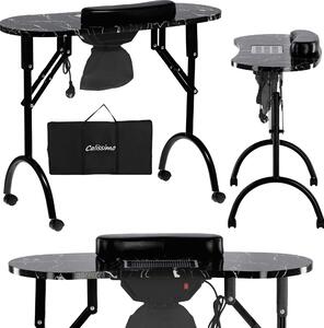 Tavolo cosmetico pieghevole per manicure con assorbitore mobile nero MT-020F-BLACK