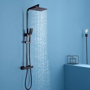 Rubinetto per bidet nero - Con termostato - Modello quadrato - Include doccetta manuale e flessibile