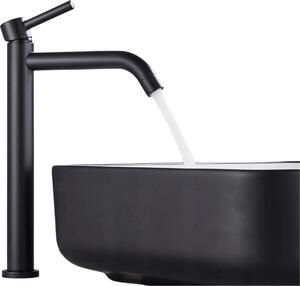 Rubinetto per lavabo, rubinetto da bagno Slim Tube, da appoggio, nero opaco, ad alta pressione, con regolazione della portata e della temperatura dell'acqua