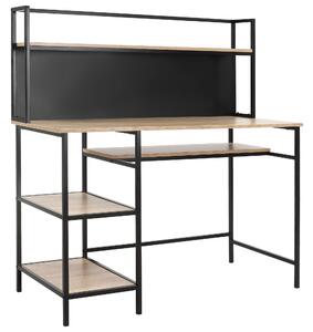 HOMCOM Scrivania con ripiani scrivania informatica scrivania da computer con 4 ripiani, ampio piano e lavagnetta nera per salotto camera ufficio a casa 120L x 53P x 126H cm, rovere e nero