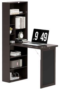 HOMCOM Scrivania Moderna Pieghevole con Libreria e Lavagna, in Legno e Metallo, 98x51x153 cm, Marrone | Aosom Italy