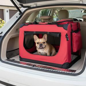 Trasportino per animali domestici belviona pieghevole, comodo e sicuro, Oxford + rete, riponibile in poco spazio, fino a 15 kg, 70x52x50 cm, rosso vino